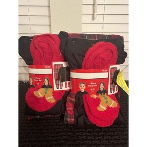 3 Piece Pajama Set Size 5-7 &‎ 8-10 Unisex Set Ted, Green & Black New